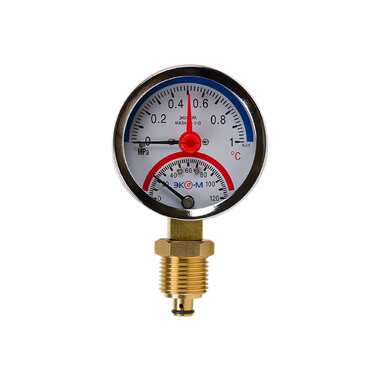 Термоманометр ЭКО-М Экомера G1/4 с переходником на G1/2 МД04-63-G-1МПа-120-РИ
