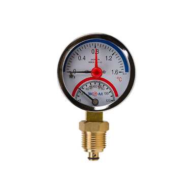 Термоманометр ЭКО-М Экомера с переходником на G1/2 осевой МД04-63-G-1,6МПа-120-ОИ
