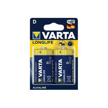 Батарейка Varta LONGLIFE LR20 D BL2 Alkaline 1.5V (4120) (2/20/100) 04120101412