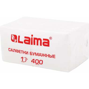 Бумажные салфетки LAIMA Big Pack 400 шт., 24x24 см, белые, 100 целлюлоза 114724 ЛАЙМА