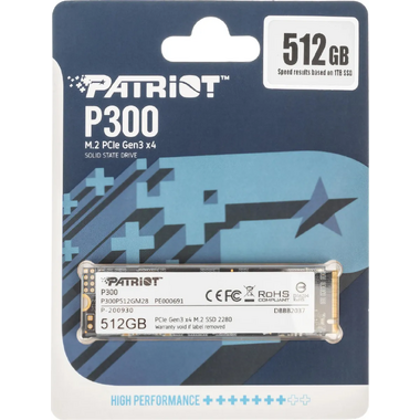 SSD накопитель Patriot P300 512ГБ, M.2 2280, PCI-E 3.0 x4,  NVMe P300P512GM28 PATRIOT MEMORY