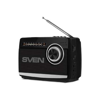 Радиоприёмник SVEN АС SRP-535 черный, 3 Вт, FM/AM/SW, USB, microSD, фонарь, встроенный аккумулятор SV-017187