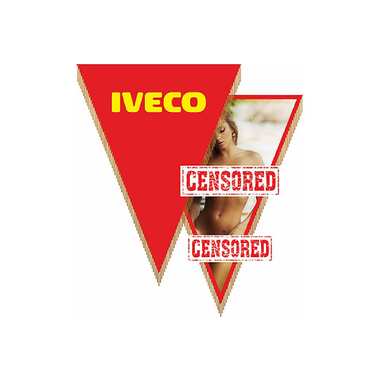 Треугольный вымпел IVECO с девушкой фон красный SKYWAY S05101027