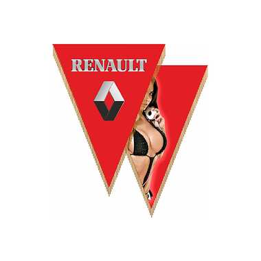Треугольный вымпел RENAULT с девушкой фон красный буквы серебро SKYWAY S05101068