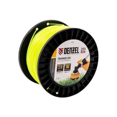 Леска FLEX CORD квадрат 2 мм, 251 м, на DIN катушке для триммера Denzel 96291