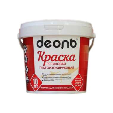 Резиновая краска Деоль гидроизолирующая, белоснежная, 0.9 л DREZ09W