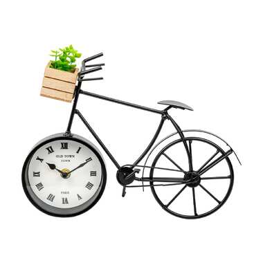 Часы Вещицы велосипед с суккулентом, 280х90х220, черный Fancy48
