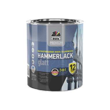 Эмаль Dufa Hammerlack Premium на ржавчину, гладкая, белый RAL-9010, 0.5 л МП00-010409