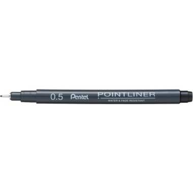 Линер Pentel Pointliner 0.5 мм 12 шт S20P-5A черные чернила 669181