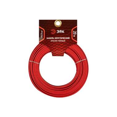 Акустический кабель ЭРА 2x0,75 мм2, красно-черный, 20 м Б0059290 ERA