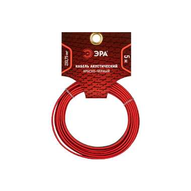 Акустический кабель ЭРА 2x0,75 мм2, красно-черный, 5 м Б0059288 ERA