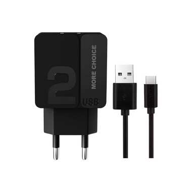 Сетевое зарядное устройство More Choice 2USB 2.4A для Type-C NC46abb 1м