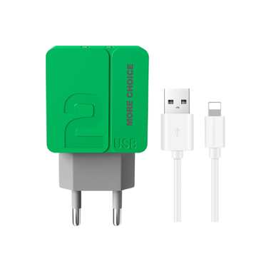 Сетевое зарядное устройство More Choice 2USB 2.4A для Lightning 8-pin NC46ig 1м