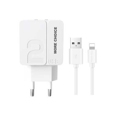 СЗУ More Choice 2USB 2.4A для Lightning 8-pin NC46iww 1м