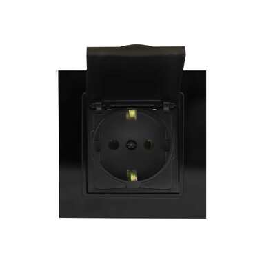 Одинарная розетка Vesta Electric Exclusive Black с заземлением с крышкой FRZMT040007CHR