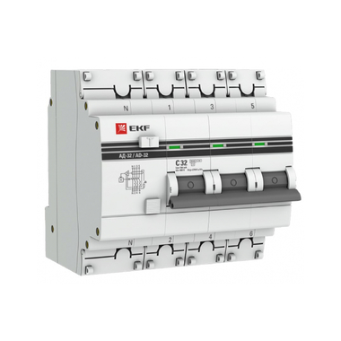 Дифференциальный автомат EKF АД-32 3P+N 32А/100мА 4,5кА PROxima SQDA32-32-100-4P-pro