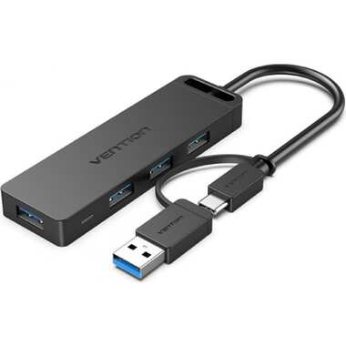 Концентратор VENTION OTG USB-C+USB 3.0 / 4xUSB 3.0 порта Черный - 0.15м. CHTBB