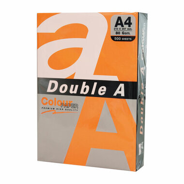 Бумага цветная DOUBLE A, А4, 80 г/м2, 500 л, интенсив, оранжевая