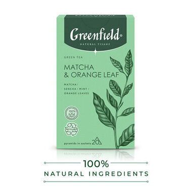 Чай GREENFIELD Natural Tisane "Matcha & Orange Leaf" зеленый, 20 пирамидок по 1,8 г,, 1754-08