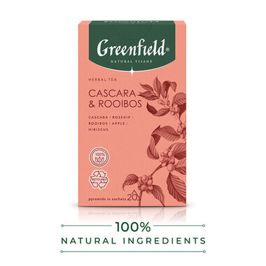 Чай GREENFIELD Natural Tisane "Cascara & Rooibus" травяной, 20 пирамидок по 1,8 г, ш/, 1756-08