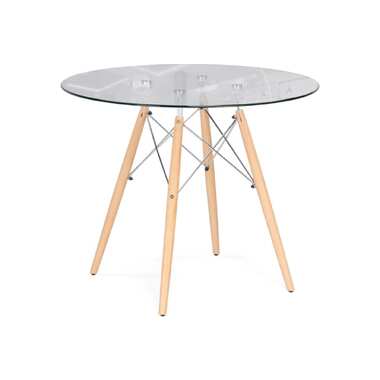 Стеклянный стол Woodville pt-151 80x80x76 clear glass/wood 15486