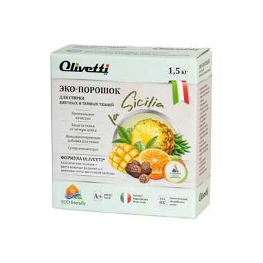 Эко-порошок для стирки цветных и темных тканей Olivetti КОНЦЕНТРАТ Сицилия 1500 г