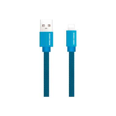 Дата-кабель More Choice USB 2.1A для Lightning 8-pin плоский нейлон 1м K20i Blue