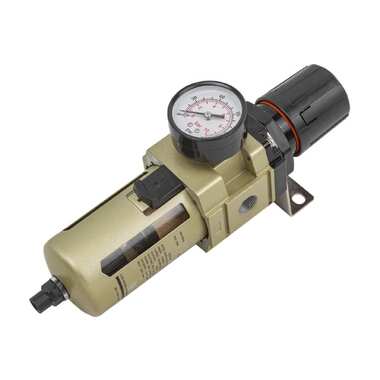 Фильтр-регулятор с индикатором давления для пневмосистем 3/8'', автоматический слив, 10 Мк, 4000 л/мин, 0-10 bar, рабочая температура 5-60° Forsage F-AW4000-03D