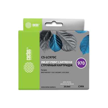 Струйный картридж Cactus CS-LC970C голубой, 20 мл, для Brother DCP-135C/150C/MFC-235C/260C 807010