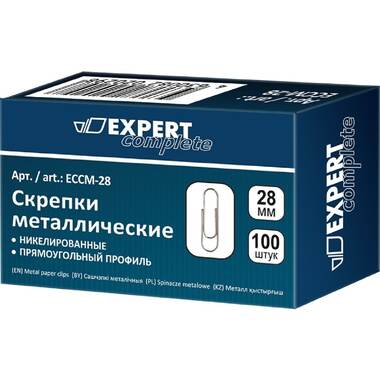 Металлические скрепки Expert Complete ECCM-28 28 мм, 10 упаковок x 100 шт, никелированные 585704