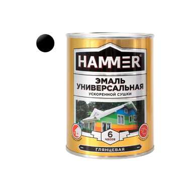 Универсальная эмаль HAMMER ускоренная сушка, глянцевая, черная, 0,9 кг / 14 ЭК000144082