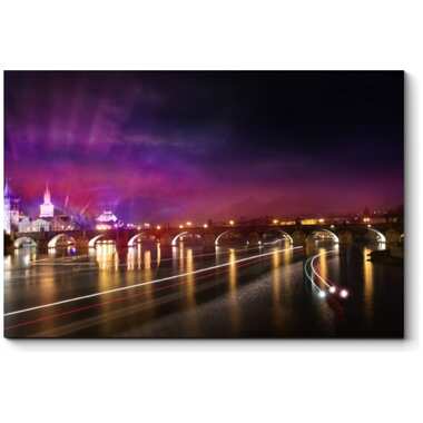 Картина Picsis Карлов мост прекрасной ночью, Прага, 660x430x40 мм 416-10286208