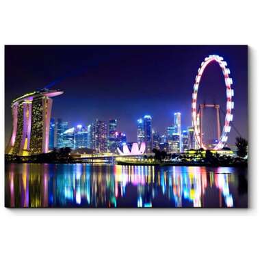Картина Picsis Огни ночного Сингапура в отражении Марина Бэй 660x430x40 мм 477-10299610