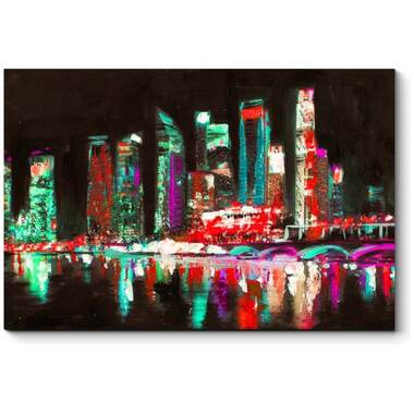 Картина Picsis Ночной Сингапур маслом 660x430x40 мм 576-10371157