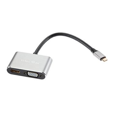 Telecom USB-Type-C - HDMI / USB3.0 / PD / VGA Alum Grey TUC055 781284