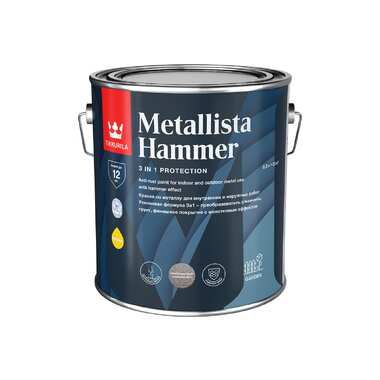 Краска для металла Tikkurila metallista hammer по ржавчине, молотковая, 3 в 1, 2.3 л, база hc 263654 700014099