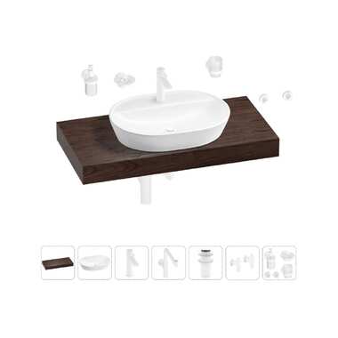 Комплект мебели для ванной комнаты с раковиной Wellsee Genuine Tree 201013870