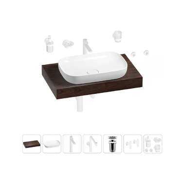 Комплект мебели для ванной комнаты с раковиной Wellsee Genuine Tree 201014080