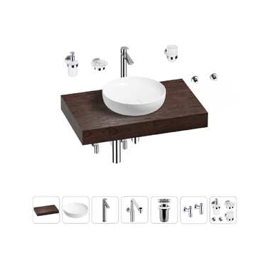 Комплект мебели для ванной комнаты Wellsee Genuine Tree с раковиной 201016171