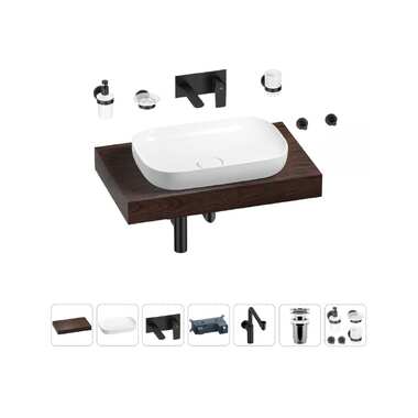 Комплект мебели для ванной комнаты с раковиной Wellsee Genuine Tree 201014082
