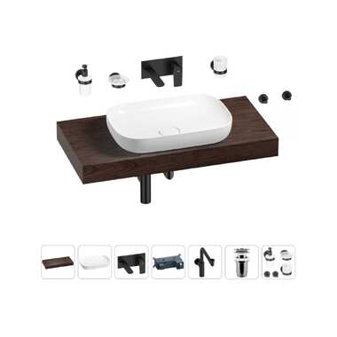 Комплект мебели для ванной комнаты с раковиной Wellsee Genuine Tree 201014202