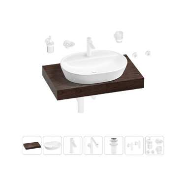 Комплект мебели для ванной комнаты с раковиной Wellsee Genuine Tree 201013810
