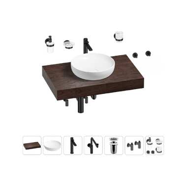 Комплект мебели для ванной комнаты Wellsee Genuine Tree с раковиной 201016177