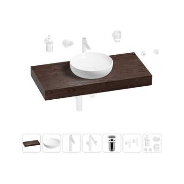Комплект мебели для ванной комнаты Wellsee Genuine Tree с раковиной 201016300