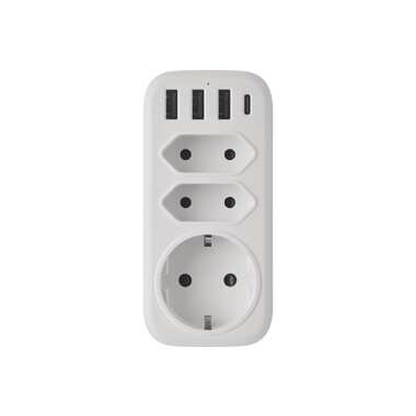 Тройник с тпс idealim Adapter-3r-3usb-1typeC-white