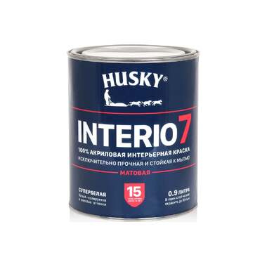 Интерьерная краска HUSKY INTERIO 7 матовая, 0,9 л 32235