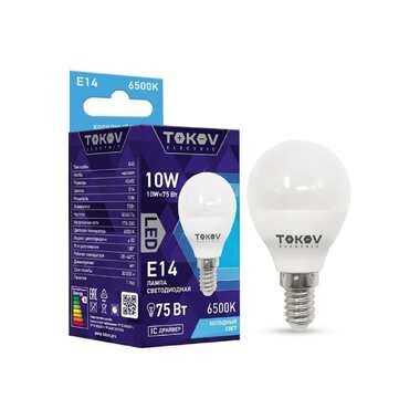 Светодиодная лампа TOKOV ELECTRIC 10Вт G45 6500К Е14 176-264В TKE-G45-E14-10-6.5K