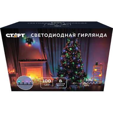 Декоративная гирлянда СТАРТ 100led, 220v, 8 режимов, 10м, нить 14813