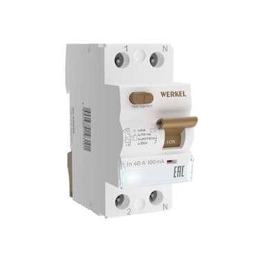 Устройство защитного отключения WERKEL 1p+n 40 а 100 ma ac 6 ka w812p404 a065610