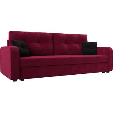 Прямой диван Лига диванов Ливерпуль Лайт полностью микровельвет бордовый, подушки микровельвет БОР/черн 117193